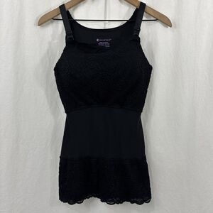 Shapeez The Lacee Black Lace Cami Tank Shapewear Top Womens Size L